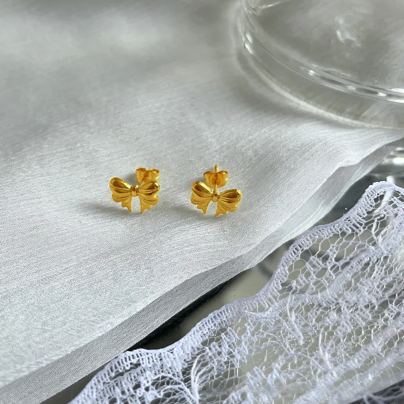 Small bow stud earrings