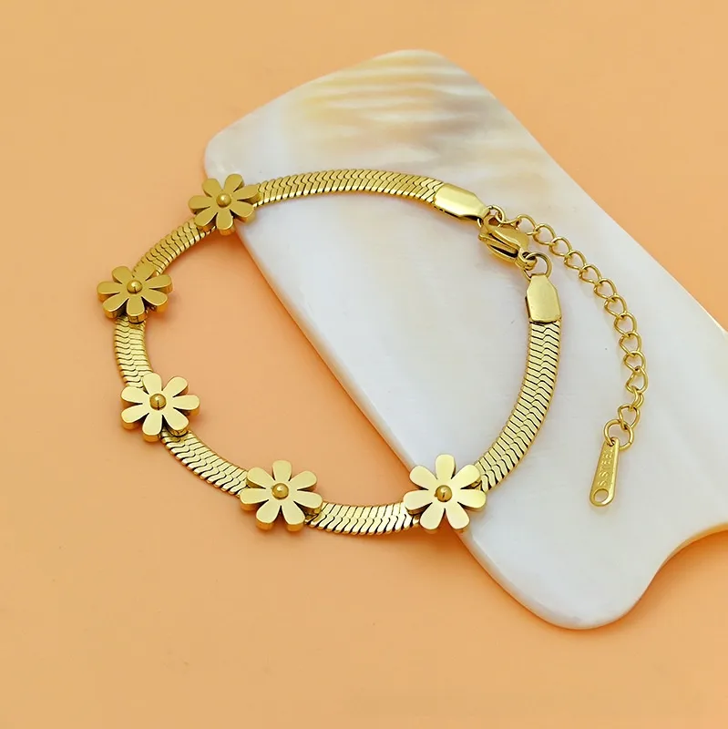 Floral snake chain bracelet