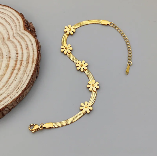 Floral snake chain bracelet