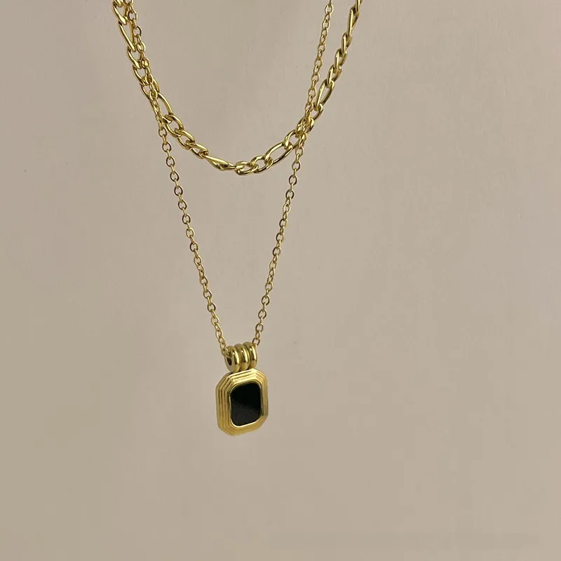 Black onyx double layer necklace