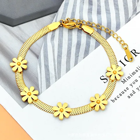 Floral snake chain bracelet