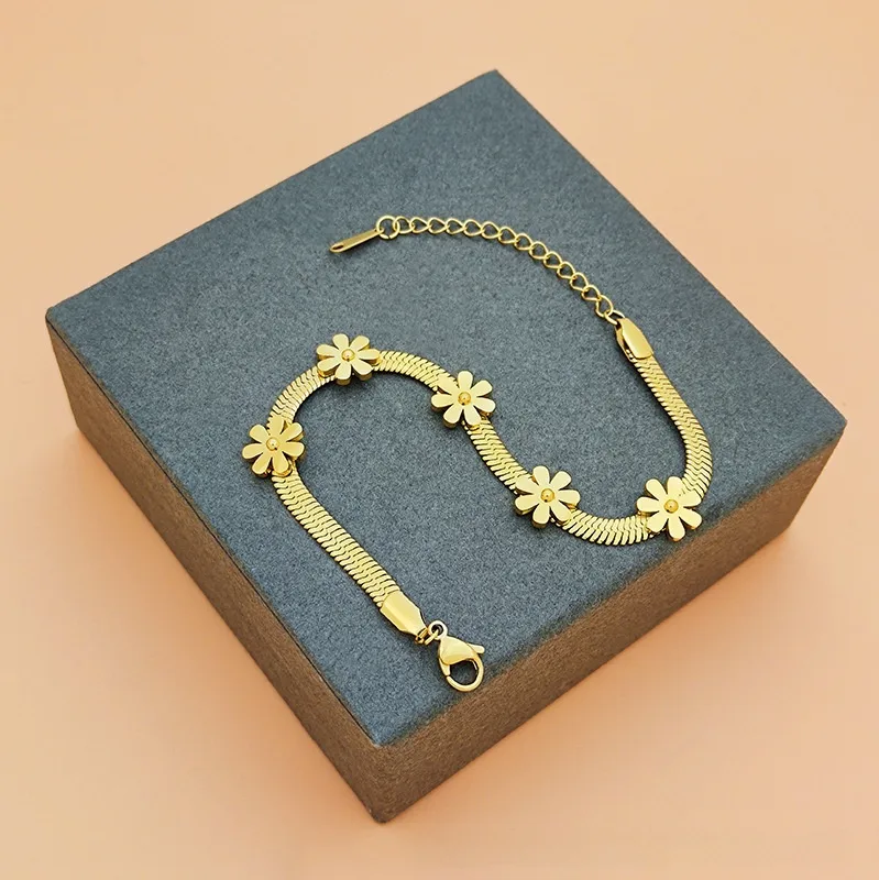 Floral snake chain bracelet