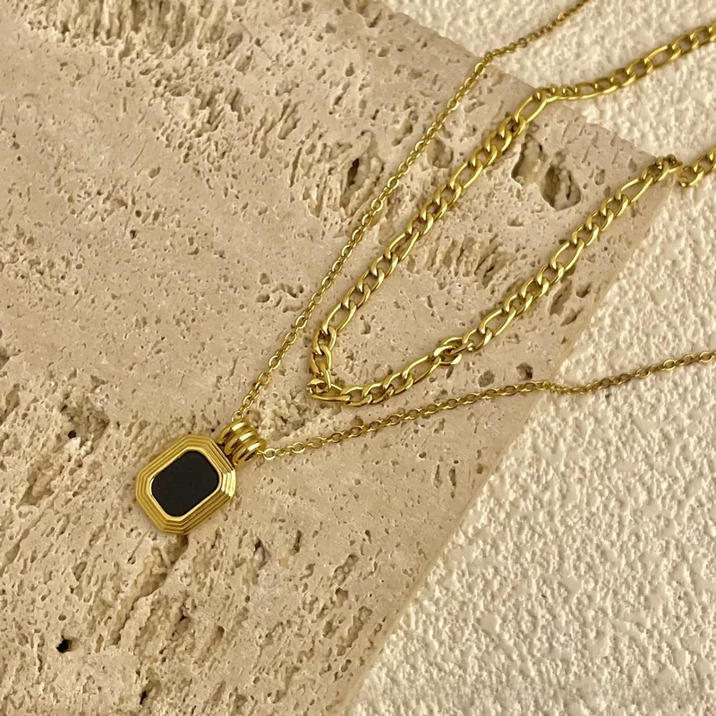Black onyx double layer necklace